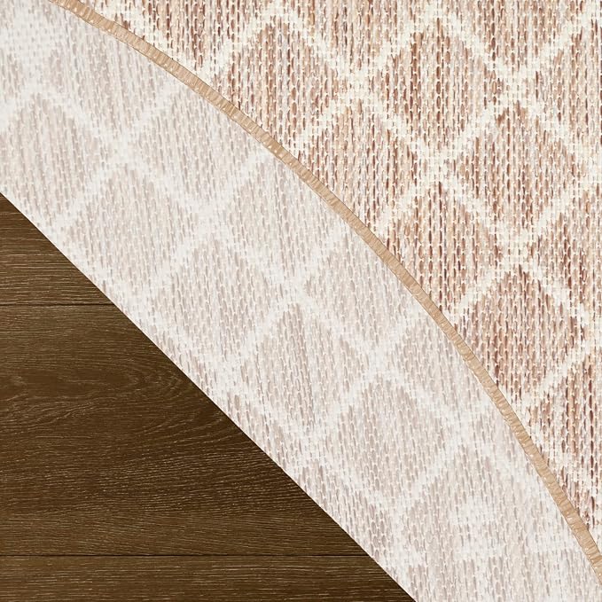 Nourison Home Positano Beige 5' x Round Area Rug - Easy Clean, Non Shedding, Bed Room, Living Room, Dining Room, Kitchen (5' x Round)