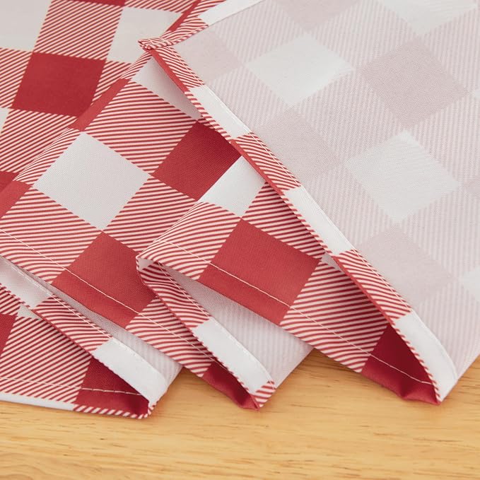Classic Gingham Plaid Tablecloth Fabric - Rectangular 58x102 Inch Water Resistant Checked Table Cloth for Indoor/Outdoor Use - Table Cover for Kitchen, Picnics, Gardens, and Parties