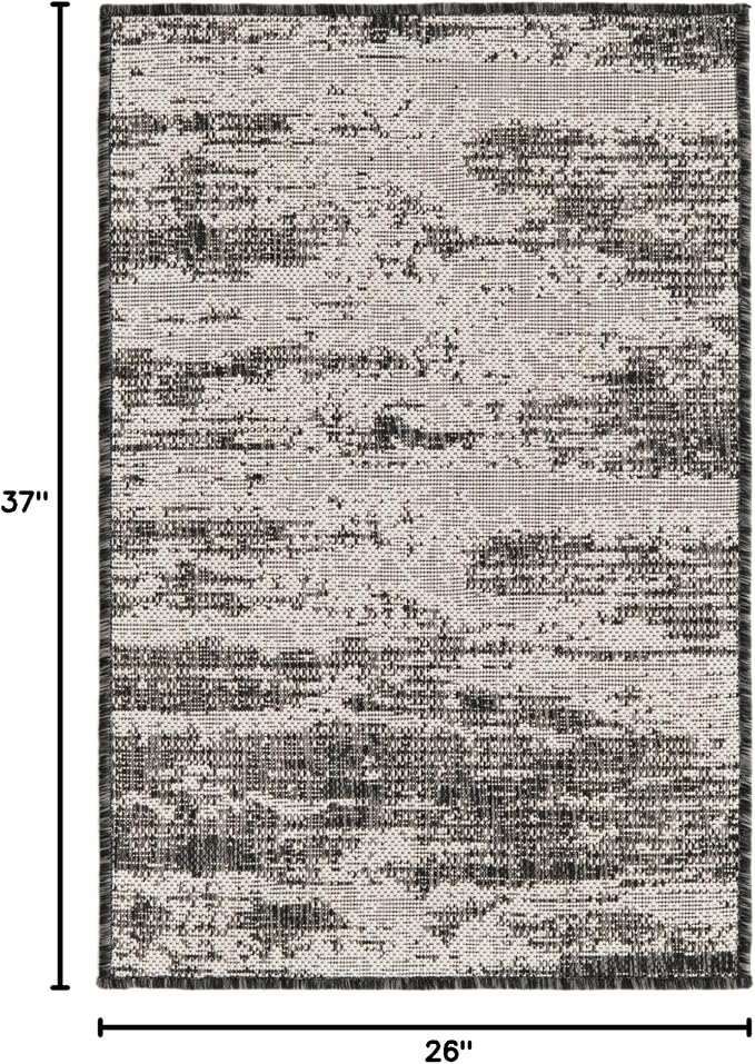 Unique Loom Outdoor Modern Collection Area Rug - Cartago (2' 2" x 3' 1" Rectangle, Charcoal/ Ivory)