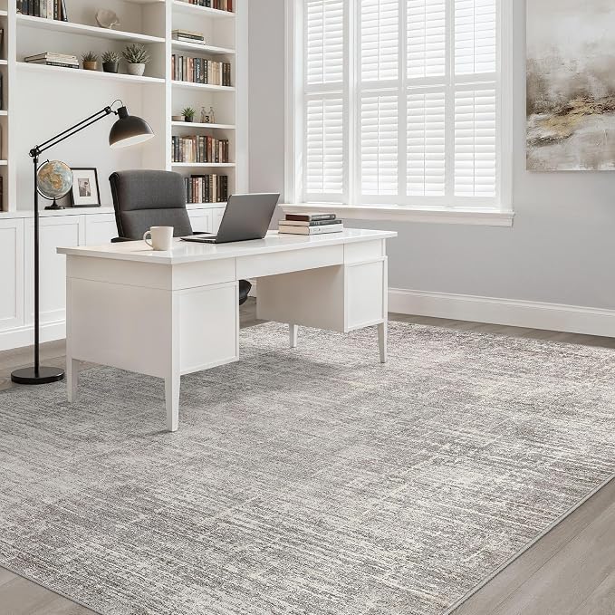 LOONGRUG 10x12 Area Rug Washable Neutral Modern Living Room Rug Brown Gray | Large Abstract Soft Stain Resistant Indoor Non-Slip Carpet for Bedroom Nursery Kids Office Playroom Dining Room