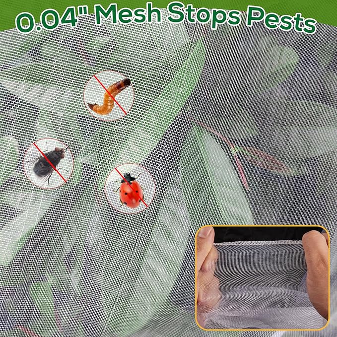 Fruit Tree Netting with Drawstring, 7 x 6ft Ultra-Fine Mesh Garden Insect & Bird Protection Cover, Breathable Reusable Tree Netting for Citrus, Apple, Peach & Shrubs