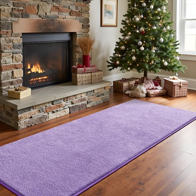 Keeko 2x6 Area Rugs for Living Room,Soft Washable Memory Foam Bedroom Rug | Indoor Throw Rug Low Pile Minimalist Non Slip Carpet for Kids Nursery Classroom Dorm Room Home Decor Purple