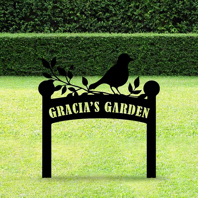 Personalized Birds Garden Sign with Stakes, Customized Birds Metal Garden Stake, Custom Sign for Flower Birds, Metal Yard Art, Patio Garden Decorations, Housewarming Gift