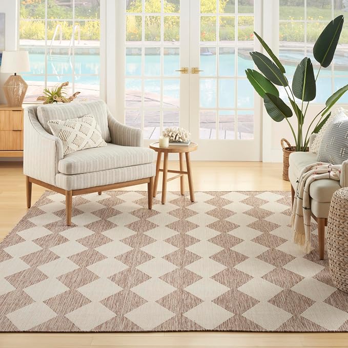 Nourison Home Positano Beige 9' x 12' Area Rug - Easy Clean, Non Shedding, Bed Room, Living Room, Dining Room, Kitchen (9' x 12')