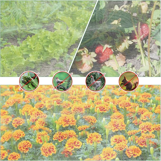 2 Pack Garden Netting for Raised Beds, 8x4 FT Mesh Plant Covers with Drawstring for Garden Protection, Raised Bed Bird Netting Pest Barrier Screen for Protecting Vegetables Fruits Flowers Crops