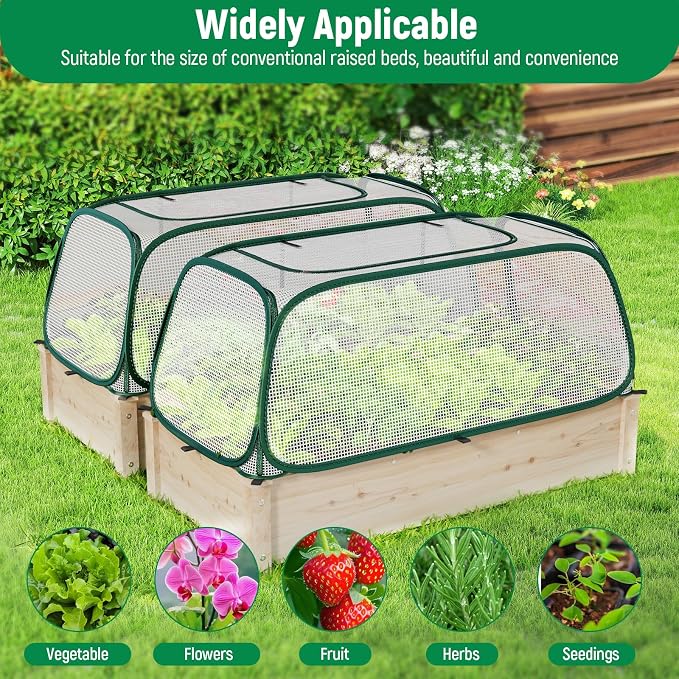 2PACK Raised Garden Bed Covers - 45"x22"x16", Garden Row Plants Cover Accelerator Protects Plants Against Pests & Animals, Outdoor Plant Protector for for Seedlings Vegetable Fruit Herbs