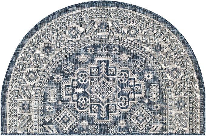 Unique Loom Outdoor Aztec Collection Area Rug - Chalca (2' 7" x 4' 1" Hearth Blue/Ivory)