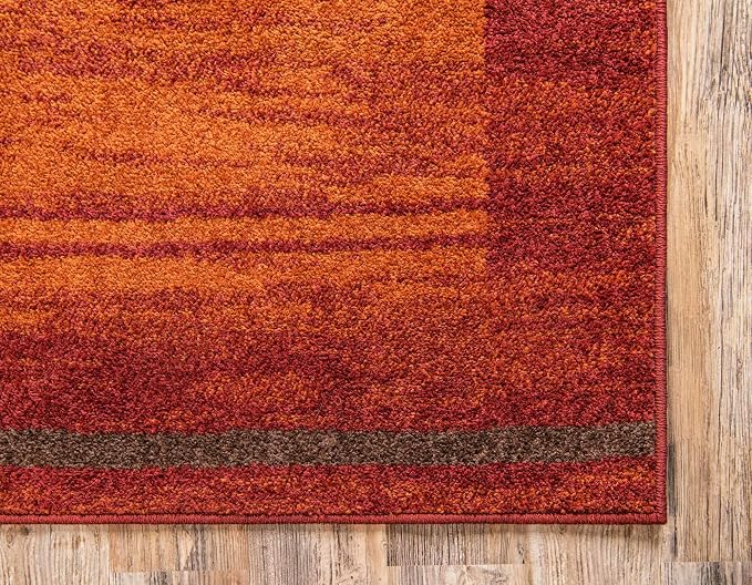 Unique Loom Autumn Collection Modern Contemporary Casual Abstract Area Rug (Terracotta/ Burgundy Border, 5 x 8 ft Rectangular)