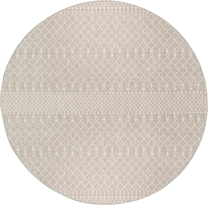 Nourison Home Positano Light Grey 12' x Round Area Rug - Easy Clean, Non Shedding, Bed Room, Living Room, Dining Room, Kitchen (12' x Round)