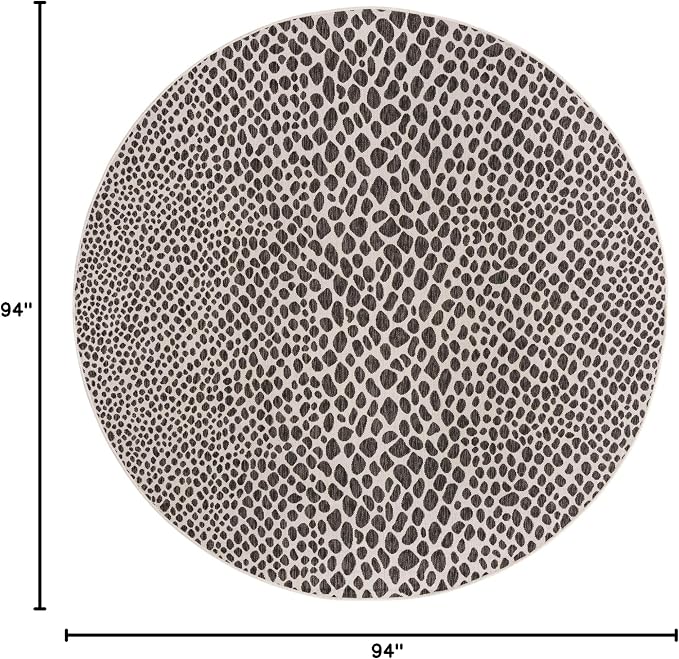 Unique Loom Outdoor Collection Area Rug - Cape Town (7' 10" Round, Black/ Ivory)
