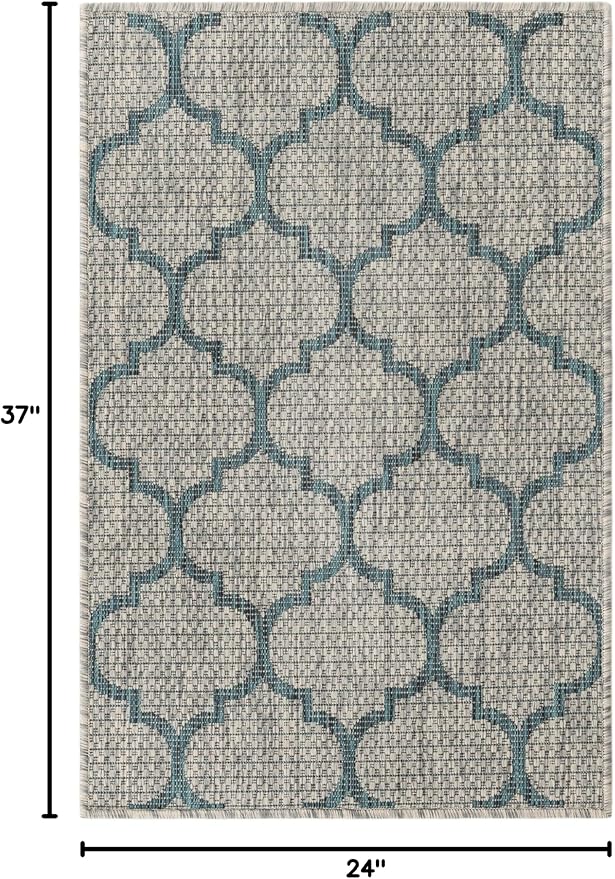 Unique Loom Outdoor Trellis Collection Area Rug (2' x 3' 1" Rectangle, Gray/ Ivory)