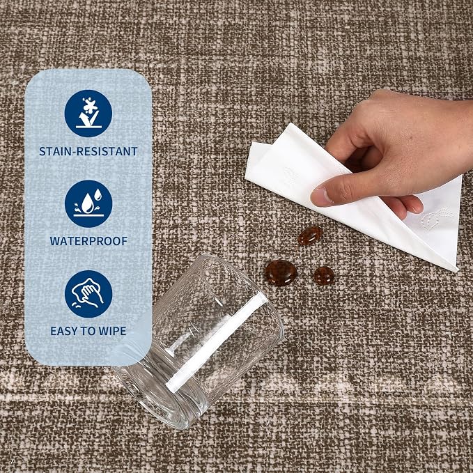 GarveeHome Scalloped Hallway Runner Rug 2.5x10 Non Slip Bedroom Rugs, Brown | Washable Bow Rug for Girls Dorm Nursery Living Room Entyrway Kitchen, Soft Low Pile Ultra-Thin Stain Resistant Indoor Carpet