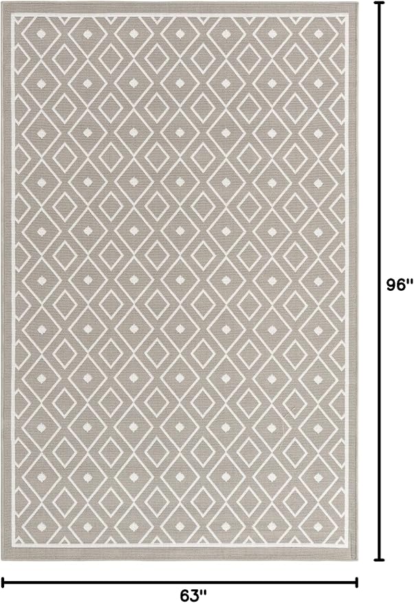 Unique Loom Outdoor Trellis Collection Area Rug - Kafes (5' 3" x 8' Rectangle, Gray/ Ivory)