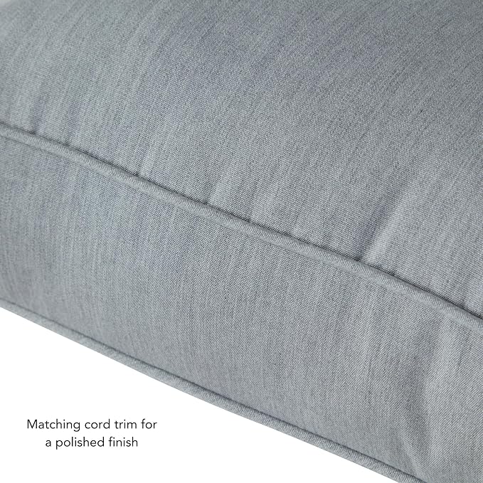 Sunbrella Deep Seat Cushion Set – Seat & Back Cushions for Patio Chairs, Sofas & Loveseats – Fade Resistant Outdoor Fabric, Ties, Zippered Cover, Cord Trim, Canvas Granite