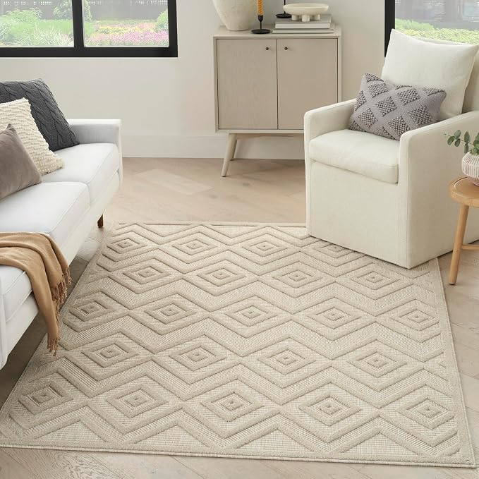 Nourison Home Versatile Cream 4' x 6' Area Rug - Easy Clean, Non Shedding, Bed Room, Living Room, Dining Room, Kitchen (4' x 6')