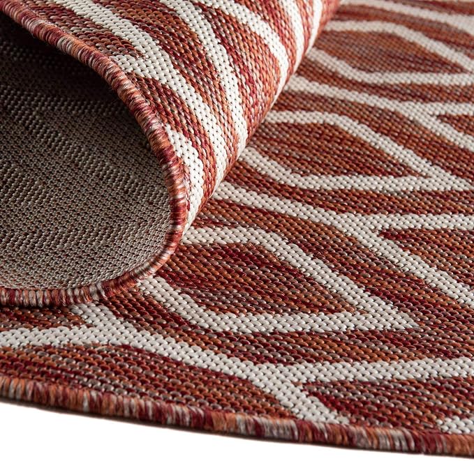 Jill Zarin Outdoor Collection Area Rug - Turks and Caicos (5' 3" x 8' Oval Rust Red/Ivory)