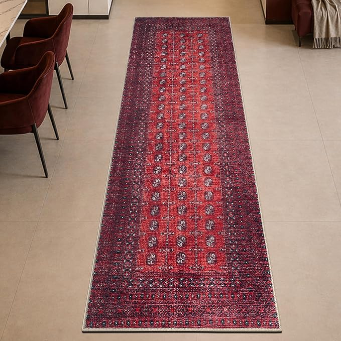 Keen Home Design Vintage Washable Runner Rug, Non-Slip Low Pile, 2x7 | Machine Washable Cotton Chenille, 0.25In Low Pile, Rubber Non-Slip Back; Kitchen, Hallway, Bathroom, Laundry Room