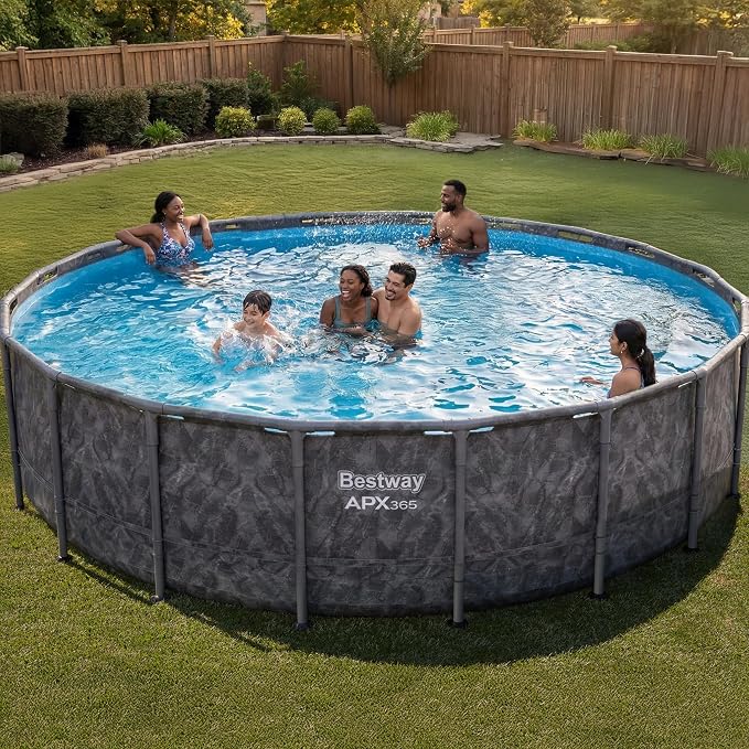 Bestway APX 365 20' x 52" Above Ground Pool Set with Sand Filter Pump | Long-Lasting All-Season Swimming Pool with Galvanized Steel Frame - Ladder, Cover, and Polysphere Filtration Balls Included