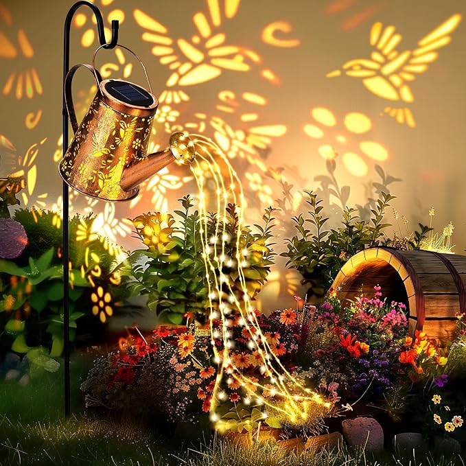 Solar Lights Outdoor Garden Decor, Large Lanterns Watering Can Lights Gardening Gifts for Mom Women Grandma Birthday, Hanging Lights Outdoor Decoration for Yard Porch Patio Backyard
