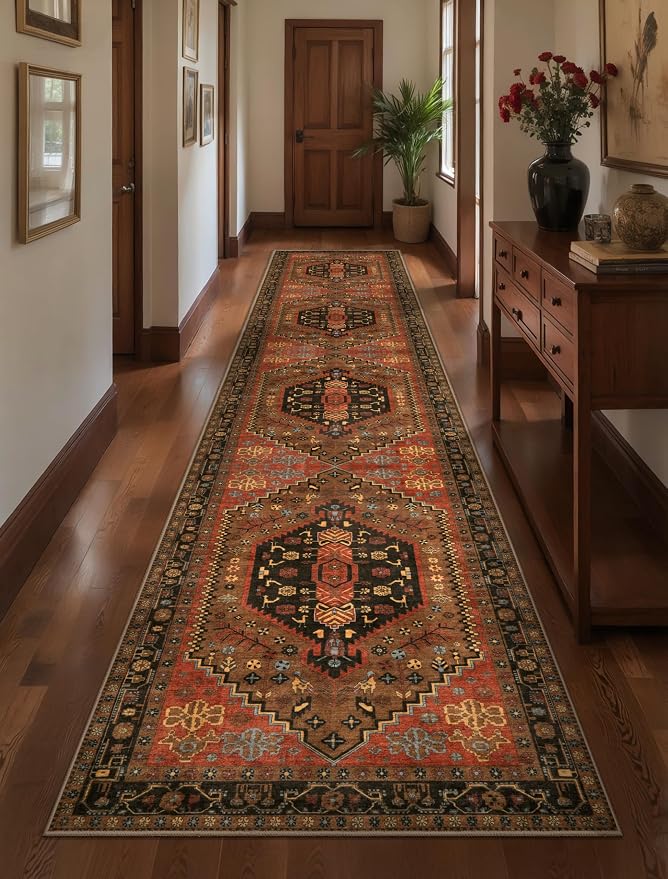 Ciicool 2x10ft Long Hallway Runner Rug,Thin Washable Carpet for Bedroom | Ultra Soft Vintage Oriental Entry Boho Area Rugs for Entrance Bedside Living Room Kitchen Laundry Room Bathroom Indoor Deco