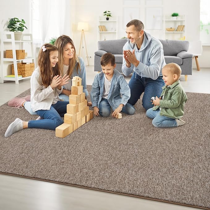 Chicrug Memory Foam 3x5 Area Rugs for Bedroom Living Room Entryway | Low-pile Soft Carpet Rug for Kids Playroom, Floor Rug for Bedside Dorm Dining Room Home, Brown and White