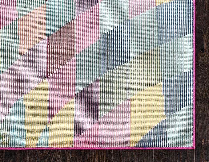 Unique Loom Estrella Collection Geometric, Abstract, Colorful, Modern, Eclectic Area Rug (3' 3 x 5' 3 Rectangular, Multi/Pink)