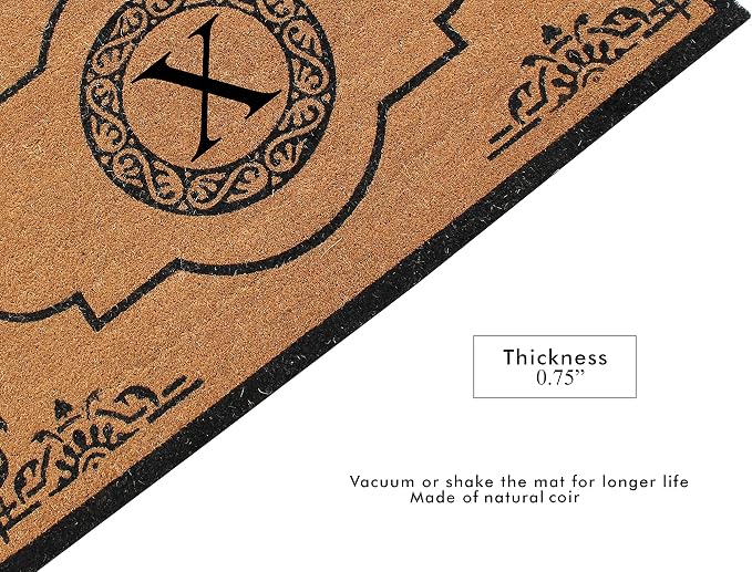 A1 Home Collections First Impression Hand Crafted Abrilina Entry Coir Monogrammed Double Doormat, 72" L x 36" W, X-Large