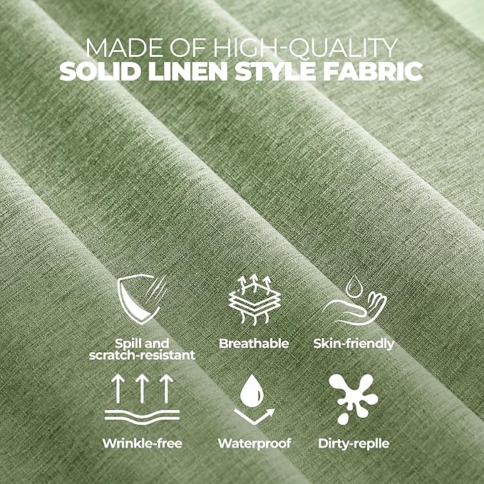 Decorelia Faux Linen Rustic Round Tablecloth for Coffee Table, Decorative Waterproof Outdoor Anti-Scratch Table Cloth Cover for Party, Wedding, Picnics, Patio(Round, 70 Inch(4-6 Seats), Sage Green)
