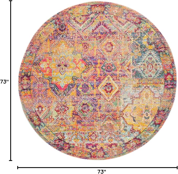 Unique Loom Monterey Collection Area Rug - Aztec (6' 1" Round Multi/Blue)