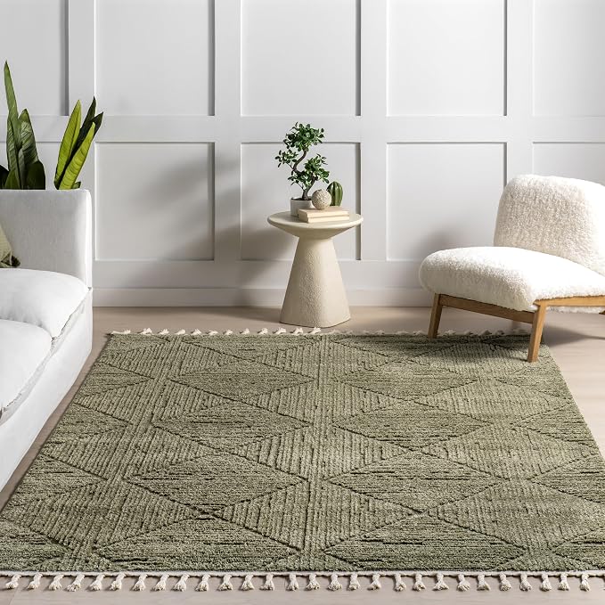 nuLOOM Kerry Green Geometric Power Loomed Runner Rug, 2' x 8' | Nuloom Kerry Geometric 2' x 8' Runner Rug for Living Room Bedroom Dining Room Entryway Hallway, Green