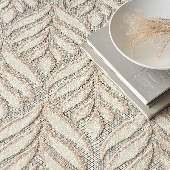 Nourison Home Aloha Ivory Grey 3'6" x 5'6" Area Rug - Easy Clean, Non Shedding, Bed Room, Living Room, Dining Room, Kitchen (4' x 6')