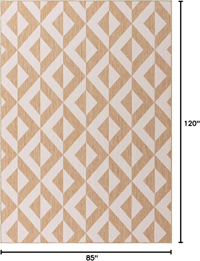 Unique Loom Outdoor Collection Area Rug - Napa (7' 1" x 10' Rectangle, Beige/ Brown)