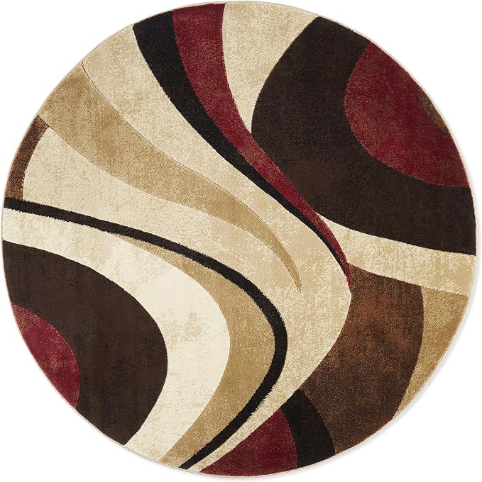 Home Dynamix Tribeca Slade Modern Area Rug, Abstract Brown/Red 5'2" Round, Model Number: TRIBECA 6NR
