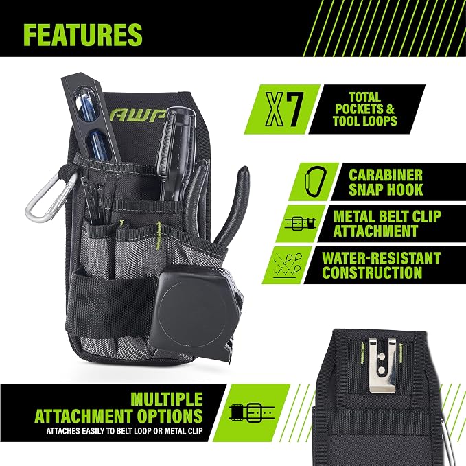 AWP Tool Pouch, Electrician Tool Pouch, Premium, Professional Multi-Pocket Organizer