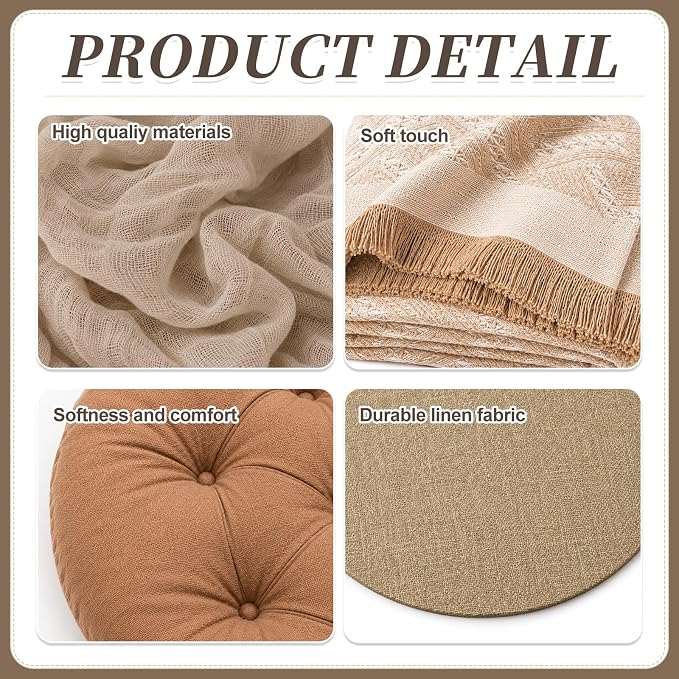 Cinrobiye Boho Picnic Party Set for Outdoor, Aesthetic Picnic Setup with Large Picnic Blanket, Floor Cushions, Table Runner, Napkins, Balloons for Wedding, Bridal Shower, Birthday(Coffee)