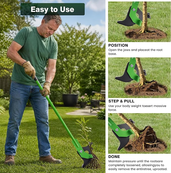 Heavy-Duty Tree Puller Tool – High-Leverage Sapling Puller for ¼ inch - 3/8'' inches Roots, Manual Root Remover for Shrubs, Vines & Thorns, Eco-Friendly Garden Tool