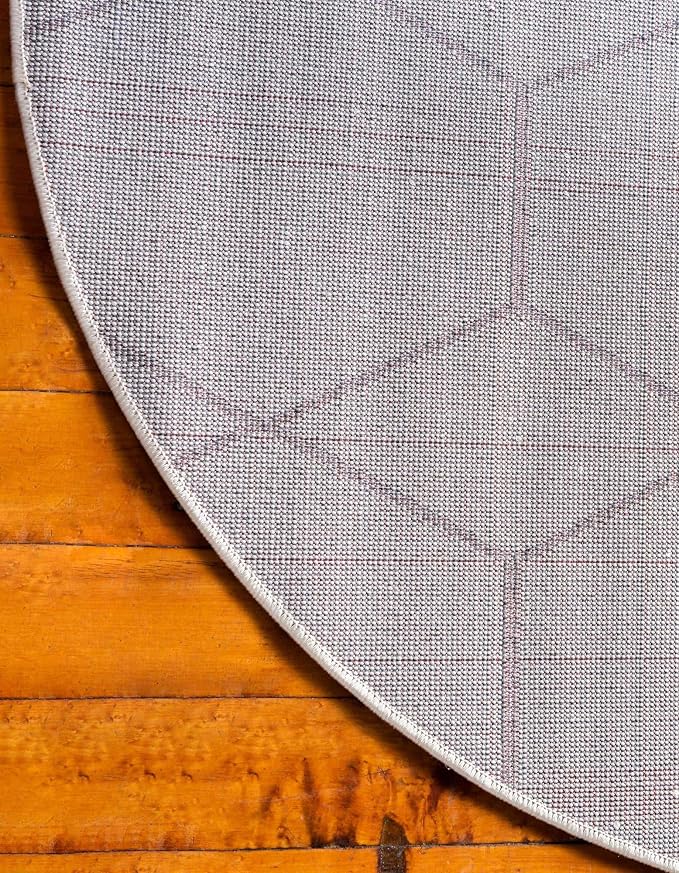 Unique Loom Trellis Frieze Collection Area Rug - Geometric (6' Round, Ivory/ Gray)