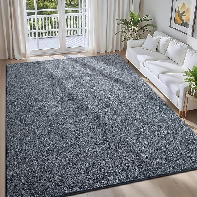 6x9 Blue Area Rug | Washable Memory Foam, Low Pile Non Slip Indoor Carpet for Living Room Bedroom Office Classroom College Dorm Room Home Decor