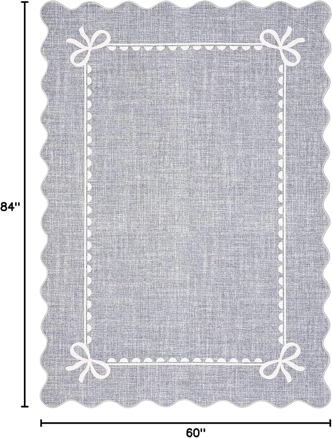 GarveeHome Scalloped Bow Rug 5x7 Washable Grey Rugs for Bedroom Living Room | Non Slip Soft Low Pile Indoor Carpet for Nursery Girls Bedroom Decor Hallway Kids Room College Dorm Playroom
