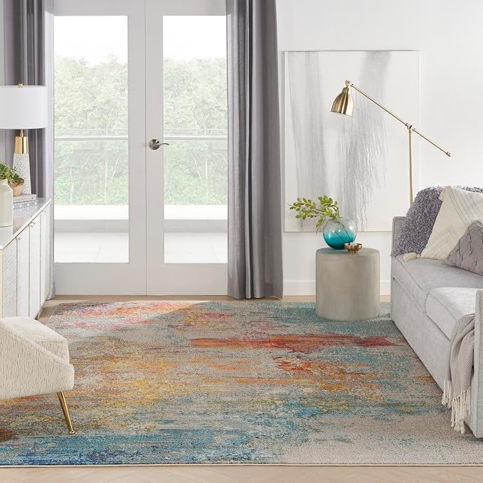 Nourison Home Celestial Sealife 7'10" x 10'6" Area Rug - Easy Clean, Non Shedding, Bed Room, Living Room, Dining Room, Kitchen (8' x 11')