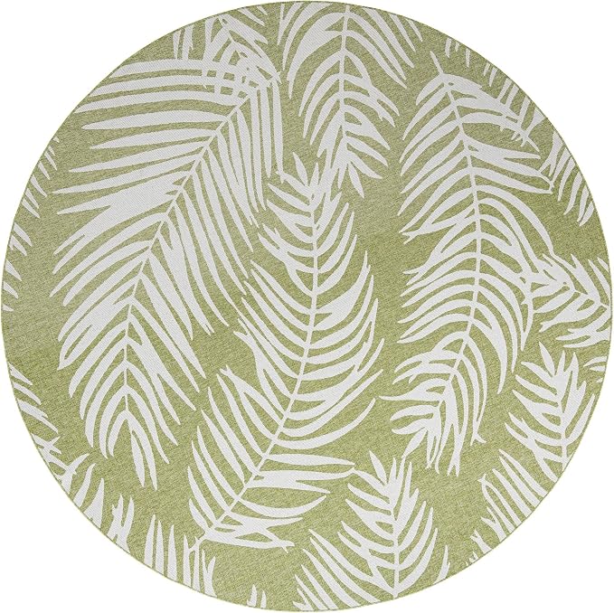 Unique Loom Outdoor Botanical Collection Area Rug - Palm (12' Round Green/Ivory)