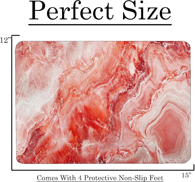 Red Marble Kitchen Glass Cutting Board Ocean Decorative Gift Marbled Granite Stone Rock Gift For Her Mom Wife (Red Marble)