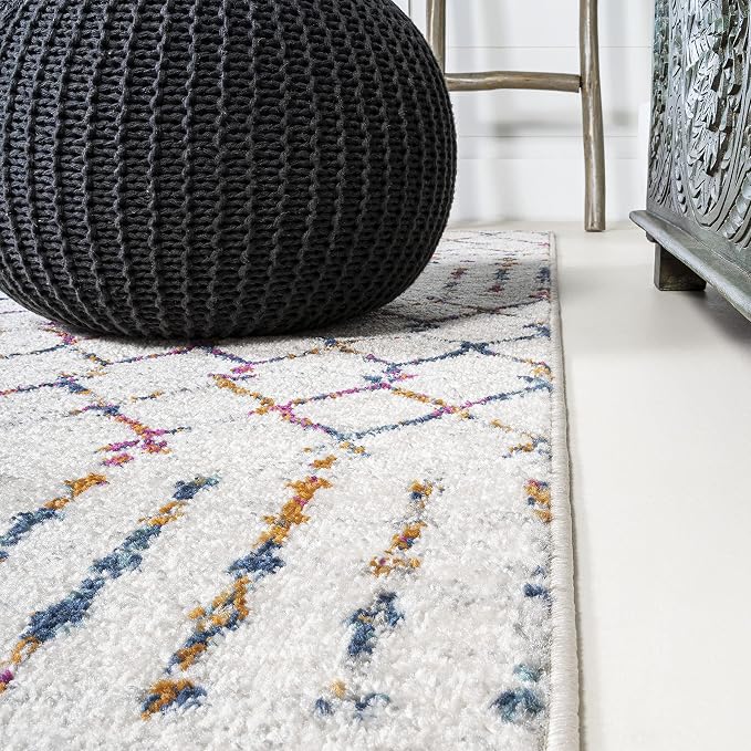 JONATHAN Y Boho Vintage Diamond Cream/Multi Indoor Area Rug 5X8 ft, Moroccan Hype for Living Room, Bedroom, Kitchen, Office, Easy-Cleaning, High Traffic, Pet-Friendly, Non-Shedding (MOH101H-5)