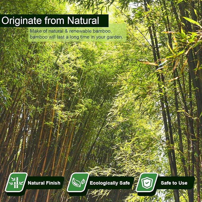 Jollybower 5/8" D 6 Feet Bamboo Stakes 50 Pack, Thicker Heavy-Duty Plant Stakes, Natural Garden Stakes for Bean, Tomato, Bean, Flowers,Trees Potted and Climbing Plant Support
