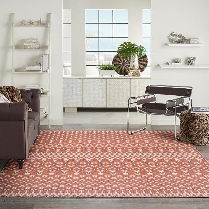 Nourison Home Positano Terracotta 10' x 14' Area Rug - Easy Clean, Non Shedding, Bed Room, Living Room, Dining Room, Kitchen (10' x 14')