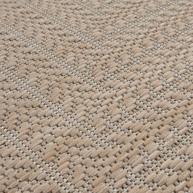 Adiva Rugs Outdoor Indoor Area Rug, Weather Resistant, Easy to Clean, Stain Resistant Floor Mat for Dining Room, Backyard, Deck, Patio (Natural Beige, 6' x 9')