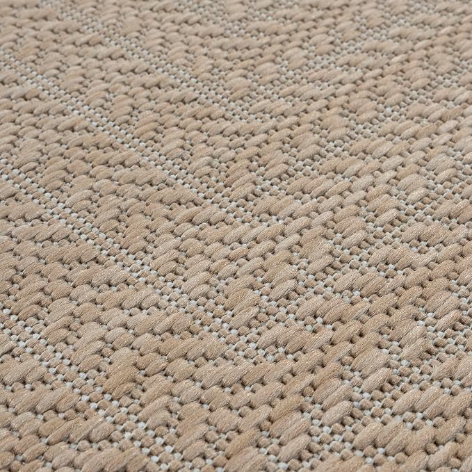 Adiva Rugs Outdoor Indoor Area Rug, Weather Resistant, Easy to Clean, Stain Resistant Floor Mat for Dining Room, Backyard, Deck, Patio (Natural Beige, 8' x 10')