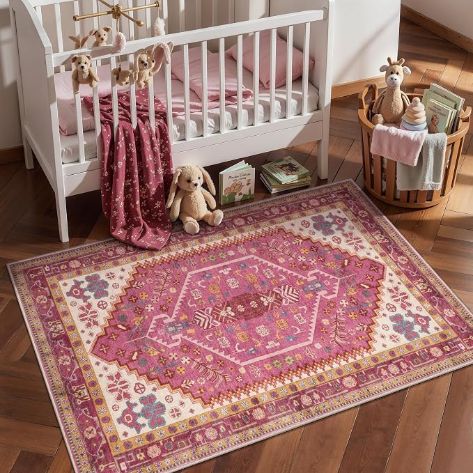 Ciicool 2x3ft Small Area Rug,Washable Boho Thin Mat for Entryway Kitchen | Oriental Non-Slip Low-Pile Indoor Carpet Soft Entry Rugs for Entrance Bedroom Kitchen Bathroom Foyer Decor