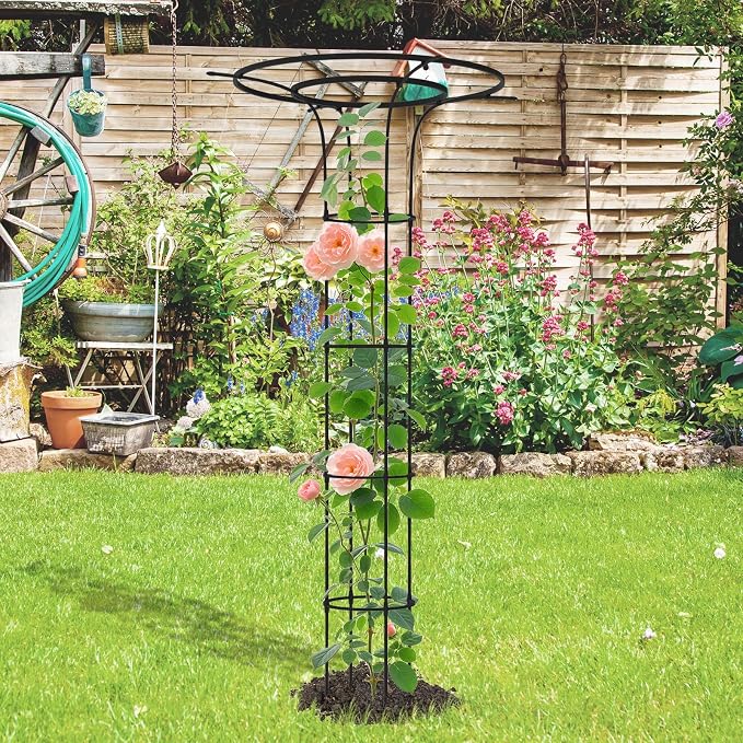 Trellis for Climbing Plants Outdoor - 69"(H), Expandable and Rust-Proof Metal Plant Support, Mushroom Top Trellis for Climbing Plants,Garden Trellis for Potted Roses, Vines, Jasmine(2Pack)