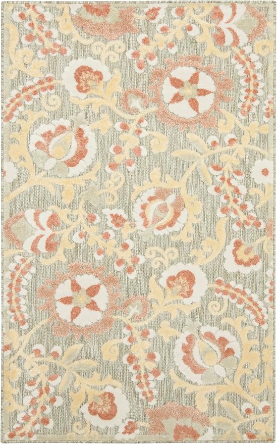 Nourison Home Aloha Sage Rose 2'8" x 4' Area Rug - Easy Clean, Non Shedding, Bed Room, Living Room, Dining Room, Kitchen (3' x 4')